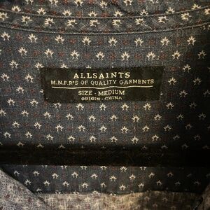 AllSaints Short Sleeve Printed Button-Up Shirt (Medium)
